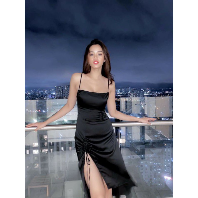 Đầm midi hai dây Đầm dài phi bóng