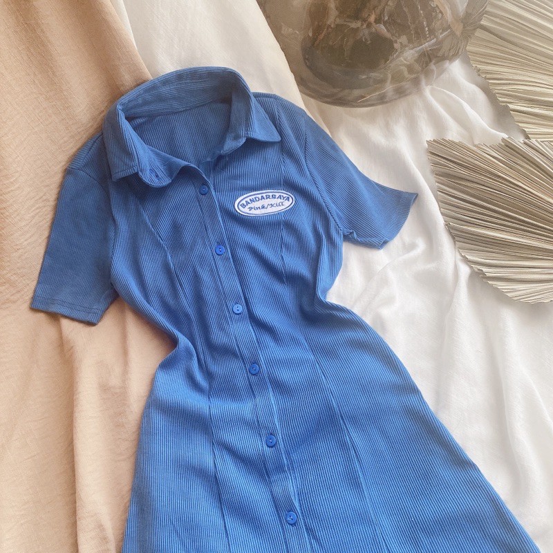 [Mã FAGREEN1505 giảm tới 30K đơn 99K] Đầm gân logo cổ bẻ | BigBuy360 - bigbuy360.vn