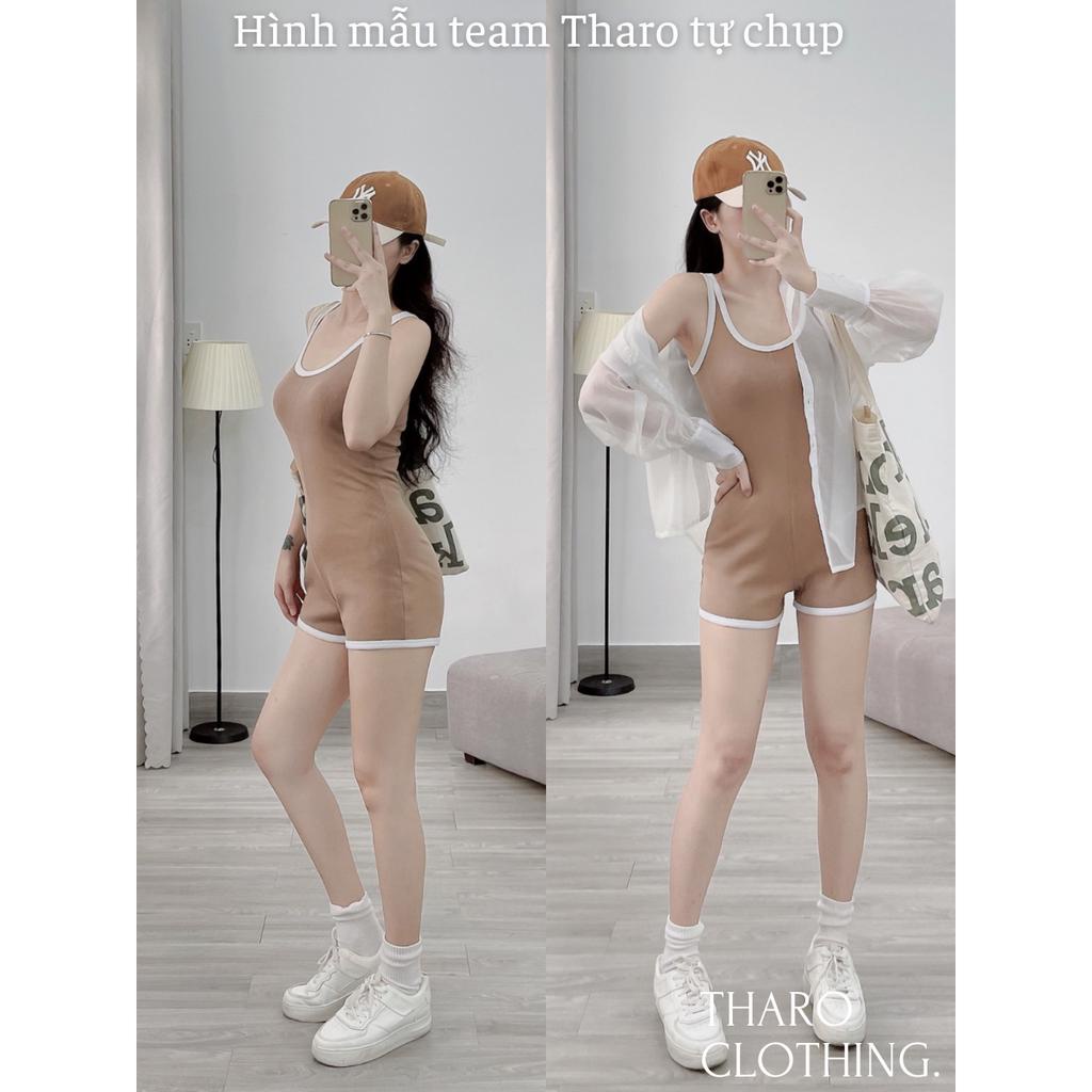Jumpsuit Đùi Nữ Cổ Tròn Hai Dây Phối Viền - Tharo Clothing