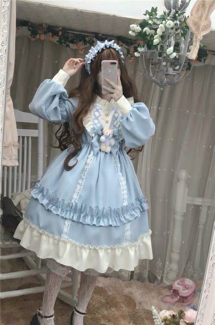 [HÀNG LOẠI 1 CÓ SẴN] Váy / Đầm Lolita Casual OP Nhật Bản - Tặng Cài Nơ Gấu ✨váy đầm công chúa,dự tiệc, tiểu thư,nàng thơ