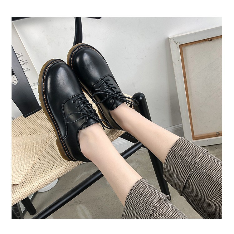 ok [SẴN] G10_Giày da nữ ulzzang buộc dây phong cách retro | BigBuy360 - bigbuy360.vn