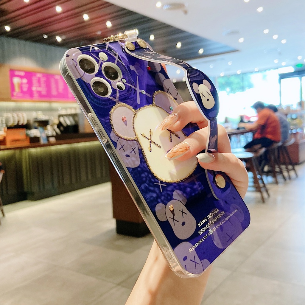 Ốp Điện Thoại Hình Gấu Có Dây Đeo Cho iPhone 7 8 X XR XsMax 11 12 13 14 pro max