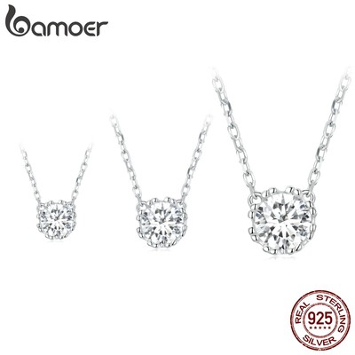 Vòng cổ BAMOER bạc 925 đính kim cương sang trọng thời trang cho nữ