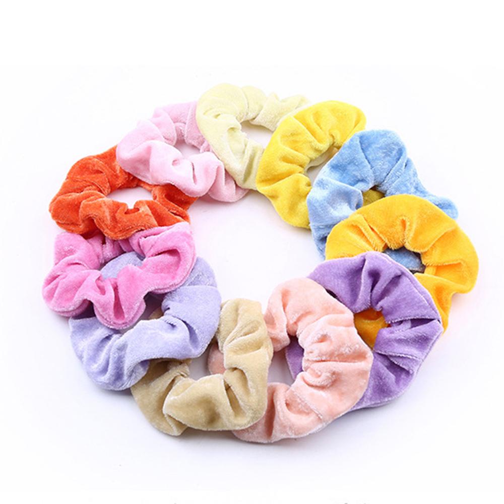 Dây Buộc Tóc Vải Nhung Co Giãn Màu Trơn Dành Cho Nữ