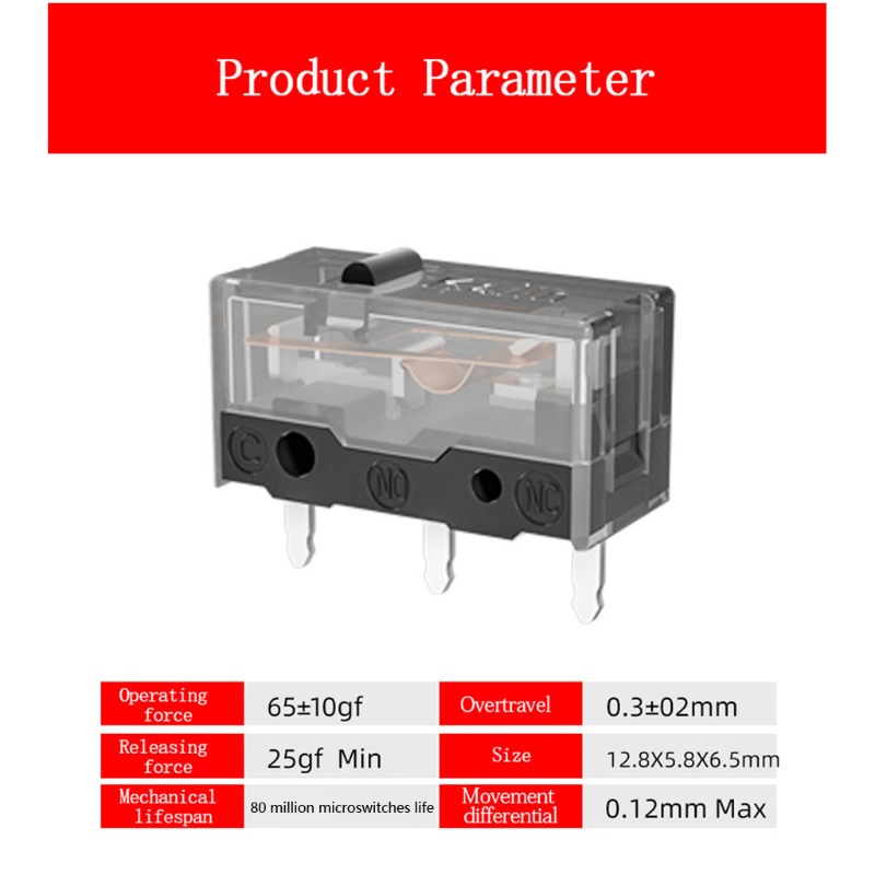Set 4 công tắc micro Kailh GM 8.0 màu vàng chấm bi đen 3 pin 80 Million Click Life