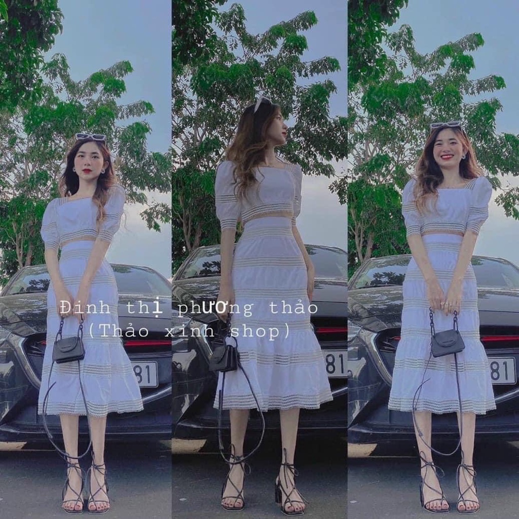 🌟🤩 SET ÁO CROP PHỐI REN + CHÂN VÁY ĐUÔI CÁ CỰC SANG ✨🌟 230k
