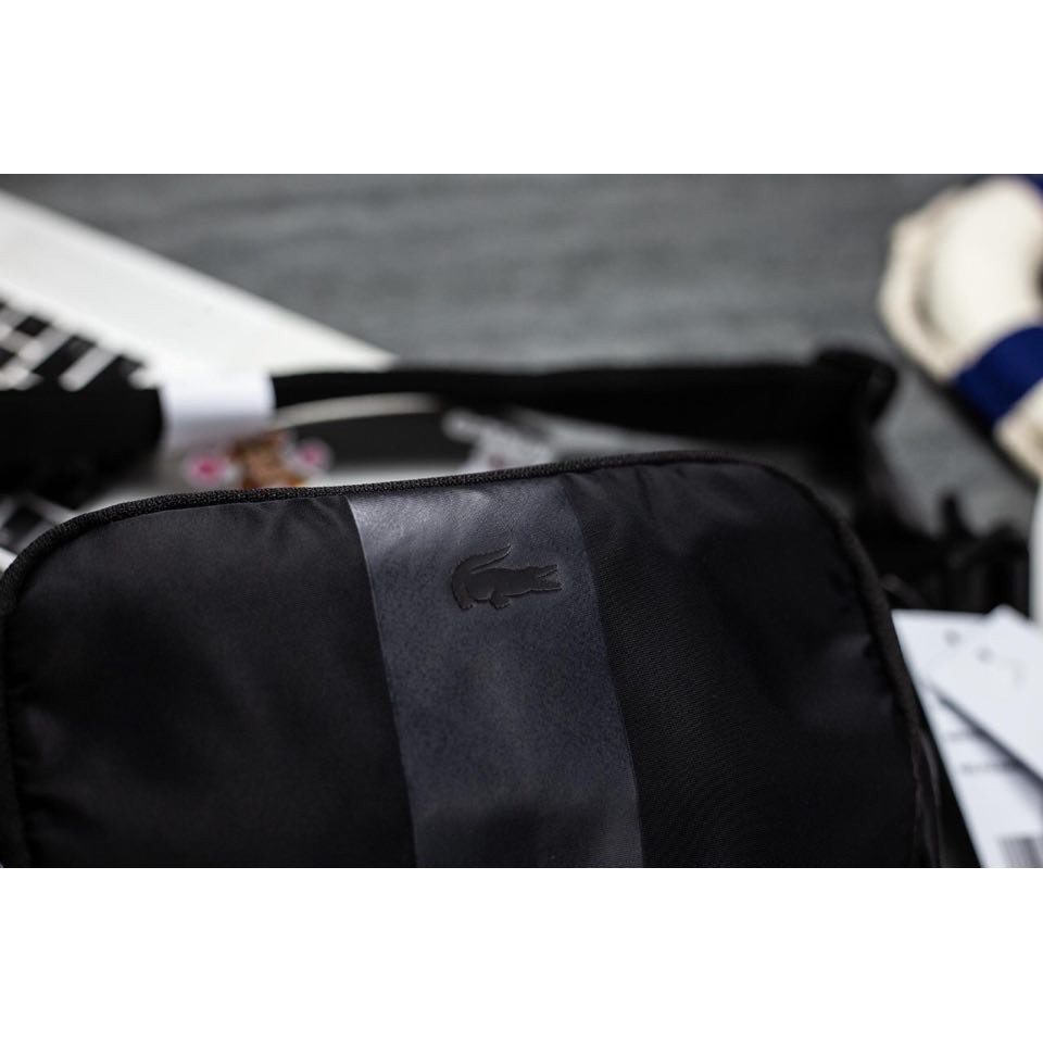 [HÀNG MỚI 2020] Túi bao tử đeo hông Lacoste  màu đen xám sang trọng, logo nổi, bảo hành 12 tháng