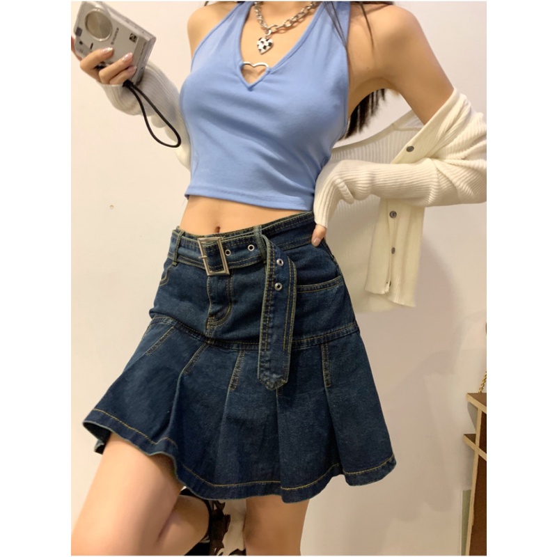 Chân Váy Denim Lưng Cao Thiết Kế Hợp Thời Trang