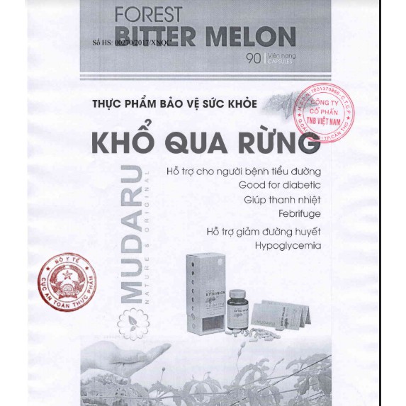 VIÊN UỐNG KHỔ QUA RỪNG MUDARU - HỘP 90 VIÊN