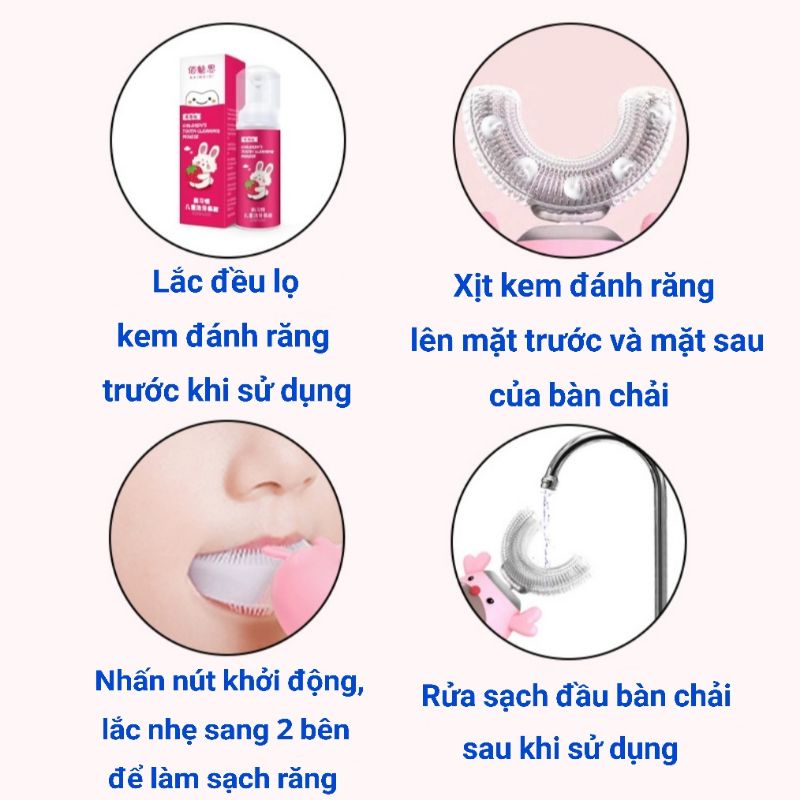 (FreeShip) Bàn chải đánh răng điện chữ U trẻ em