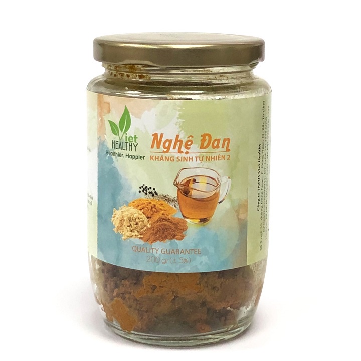 Nghệ đan Viet Healthy 200g (kháng sinh tự nhiên Viethealthy 2), gồm bột nghệ, bột gừng, bột quế, bột tiêu, ghee...