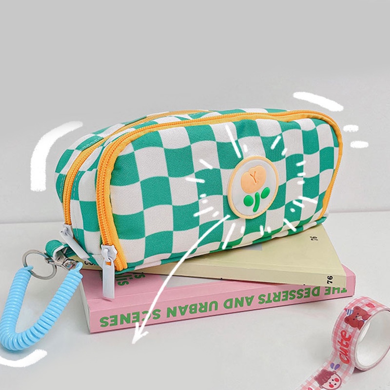 Túi Đựng Bút Hai Ngăn Bằng Vải Canvas Cỡ Lớn Thiết Kế Sáng Tạo Dành Cho Học Sinh