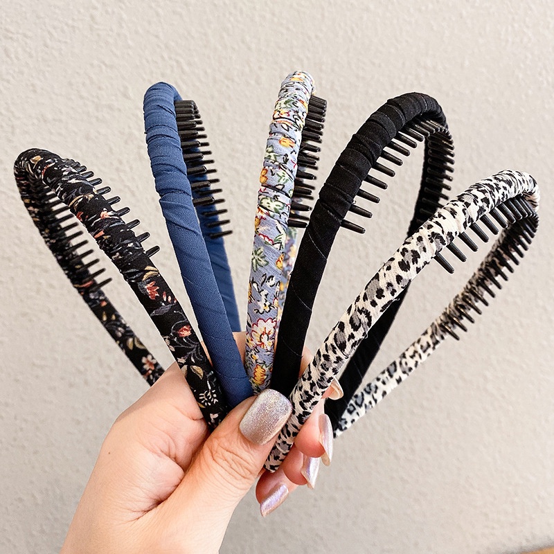 Mẫu mới trend Cài tóc vải nhựa dẻo họa tiết hoa retro có lược gọn tóc đơn giản thời trang Hàn Quốc Tatitava