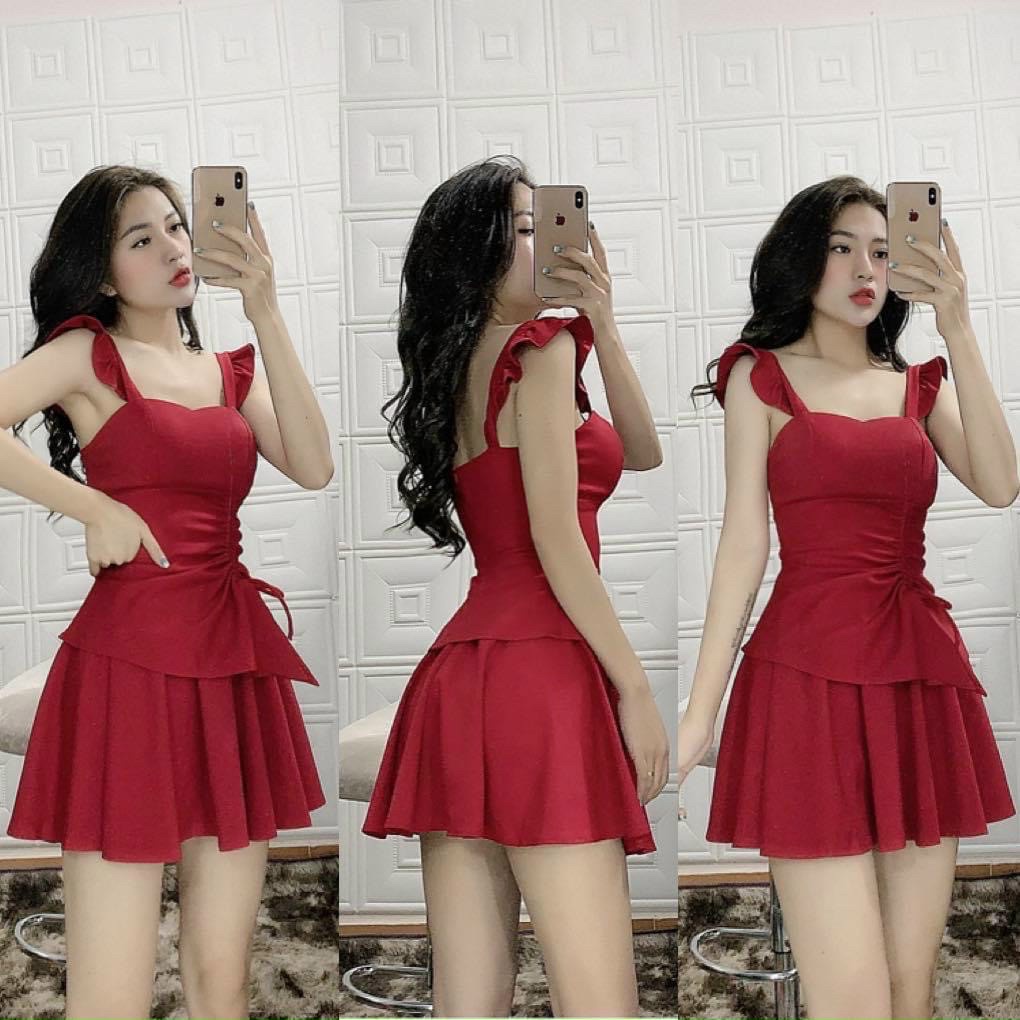 Set bộ thời trang nữ áo 2 dây body (có mút) kèm quần xòe xếp ly cuốn hút ánh nhìn