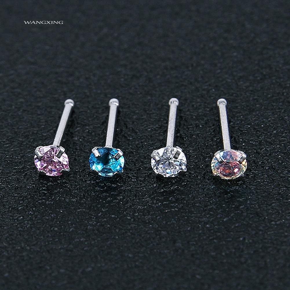 Set 3 Khuyên Mũi Thép Không Gỉ Đính Đá Nhân Tạo Thời Trang