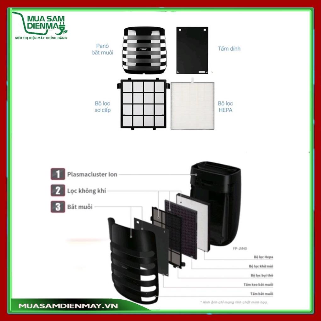 Máy lọc không khí tạo ion bắt muỗi Sharp FP-JM30V-B  khử mùi lọc bụi diệt khuẩn công nghệ Plasmacluster ion chính hãng