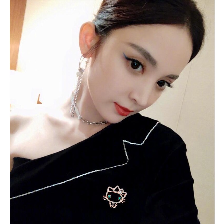 Ghim Cài Khăn Choàng Lụa Hình Mèo Hoạt Hình Phong Cách Mori Nhật Bản Đơn Giản Cho Nữ