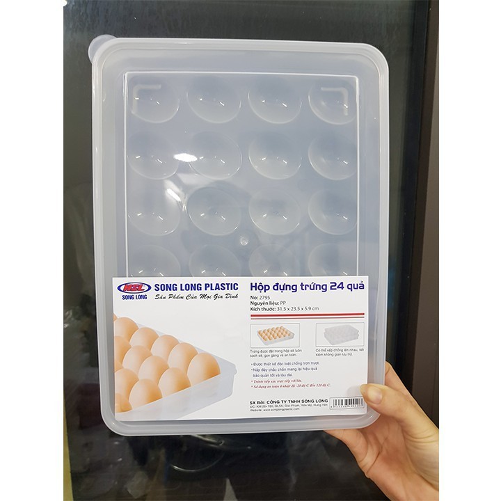 [Hot] Combo 2 Khay đựng trứng 24 quả trong tủ lạnh có nắp Song Long