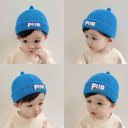 Mũ beanie cotton dệt kim chữ cái thoải mái xinh xắn dành cho trẻ em