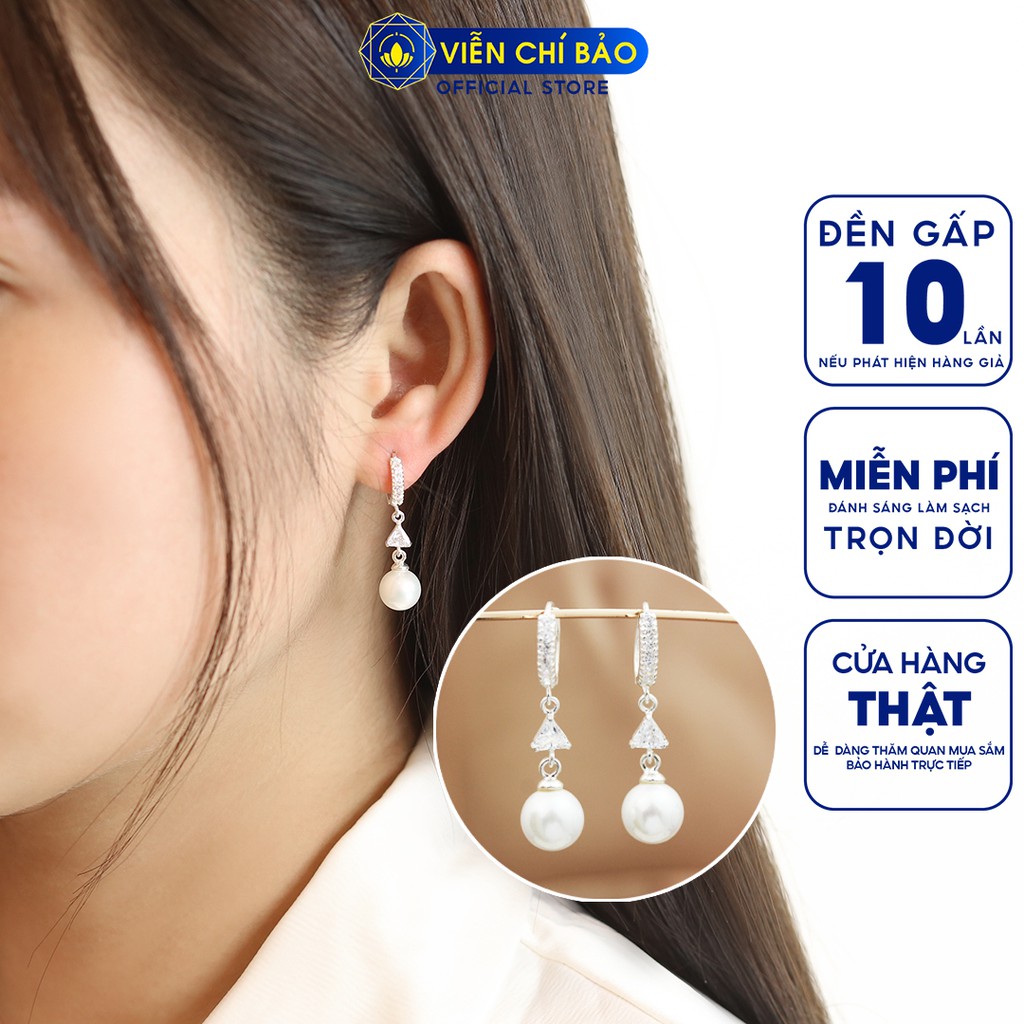 Bông tai bạc nữ dạng thả chất liệu bạc 925 thời trang phụ kiện trang sức nữ Viễn Chí Bảo B400139x