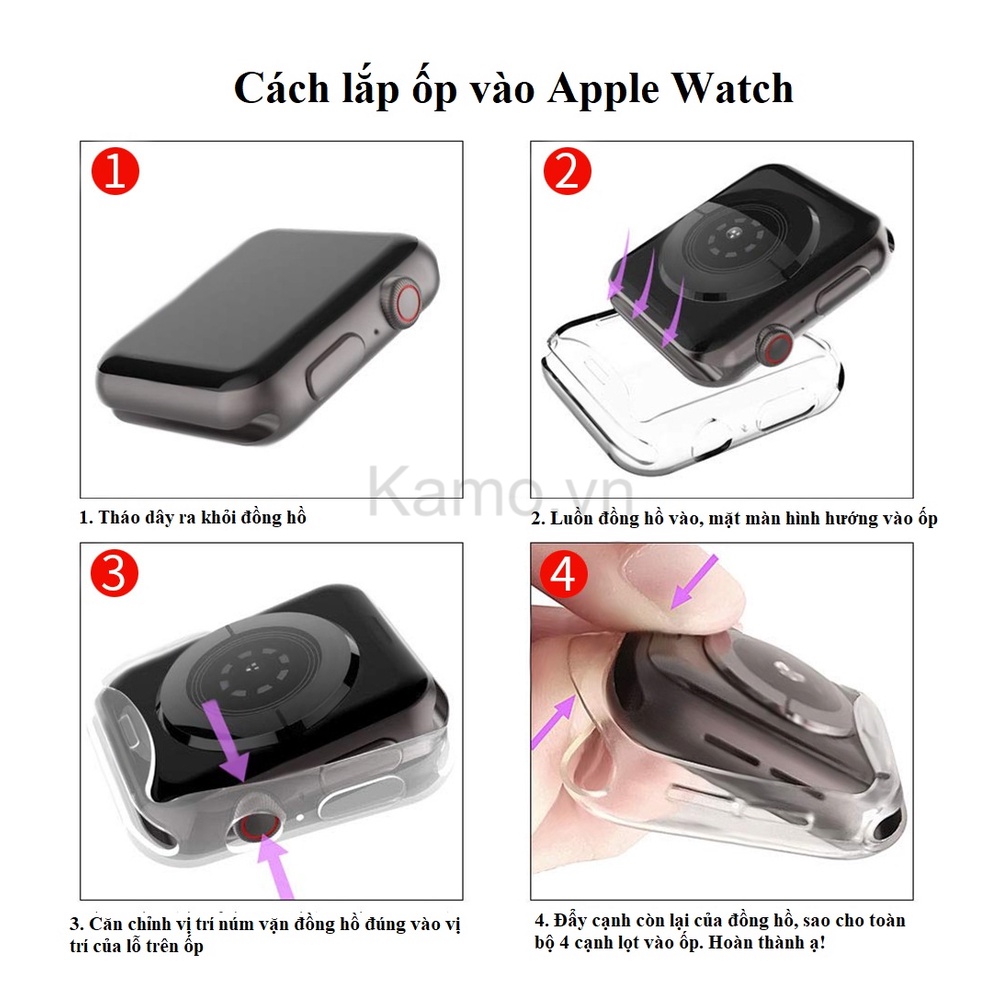 Ốp apple watch series 7 6 5 4 3 1 se, ốp dẻo trong suốt full body bảo vệ apple watch 38mm 40mm 42mm 44mm -đồng hồ iwatch