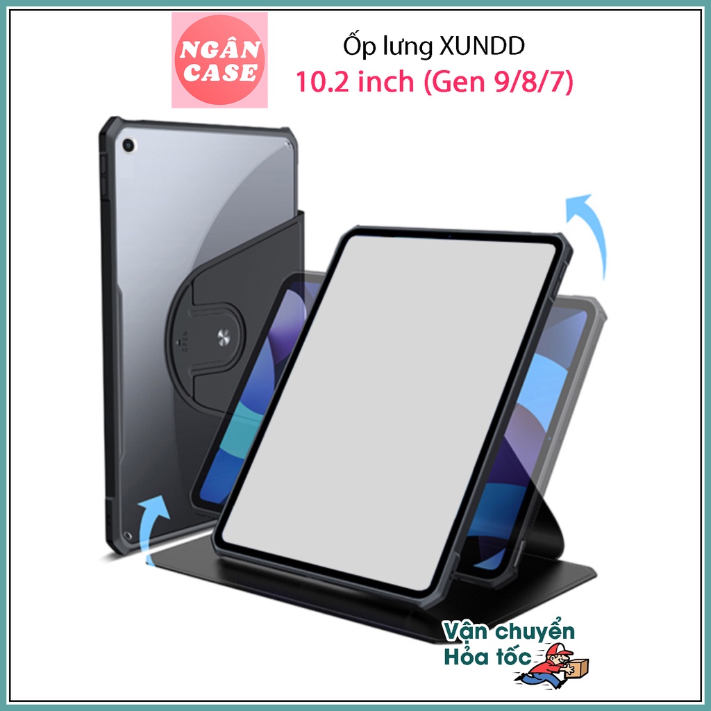Ốp lưng XUNDD Xoay 360 độ đa năng iPad 10.2 inch ( iPad Gen 9/8/7 ) (Chống trầy, Chống sốc, Viền TPU)