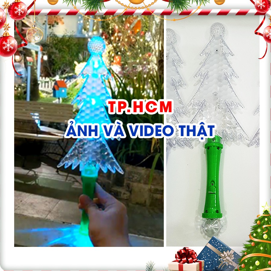 Phụ kiện cầm tay hình cây thông có đèn dùng để chụp hình noel dành cho mọi người, phụ kiện chụp ảnh giáng sinh