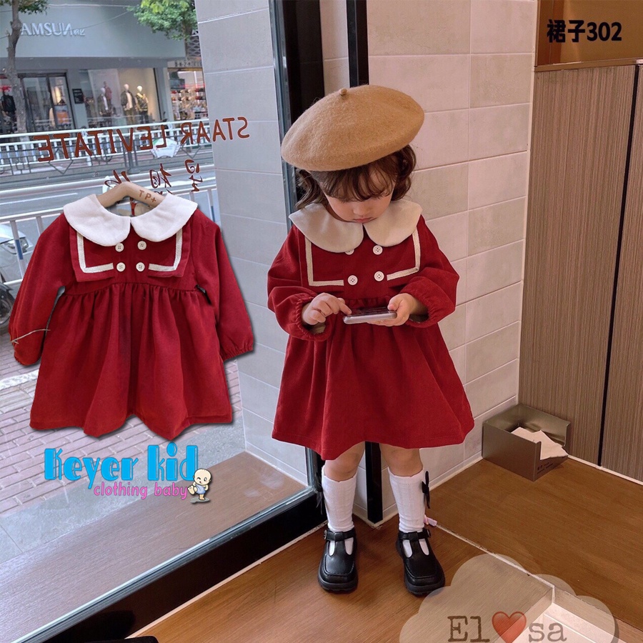 [TẠNG TẤT ĐƠN 150K] Váy Nhung BASSI Hàn Quốc Bé gái Chất Mềm Mịn Không Nhăn KEYER KID VN MÃ XUẤT VN09