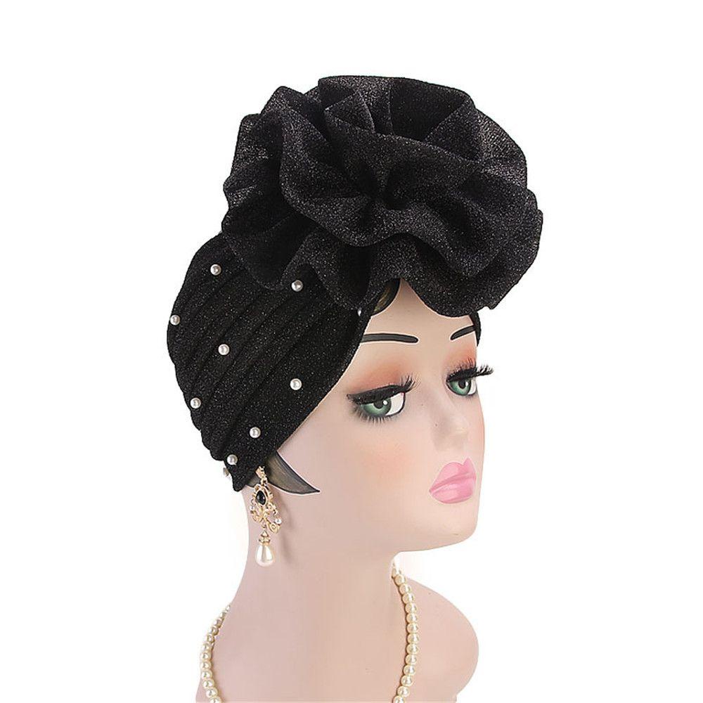 Mũ Turban Lụa Đính Hoa Lớn Lấp Lánh Thanh Lịch Dành Cho Nữ