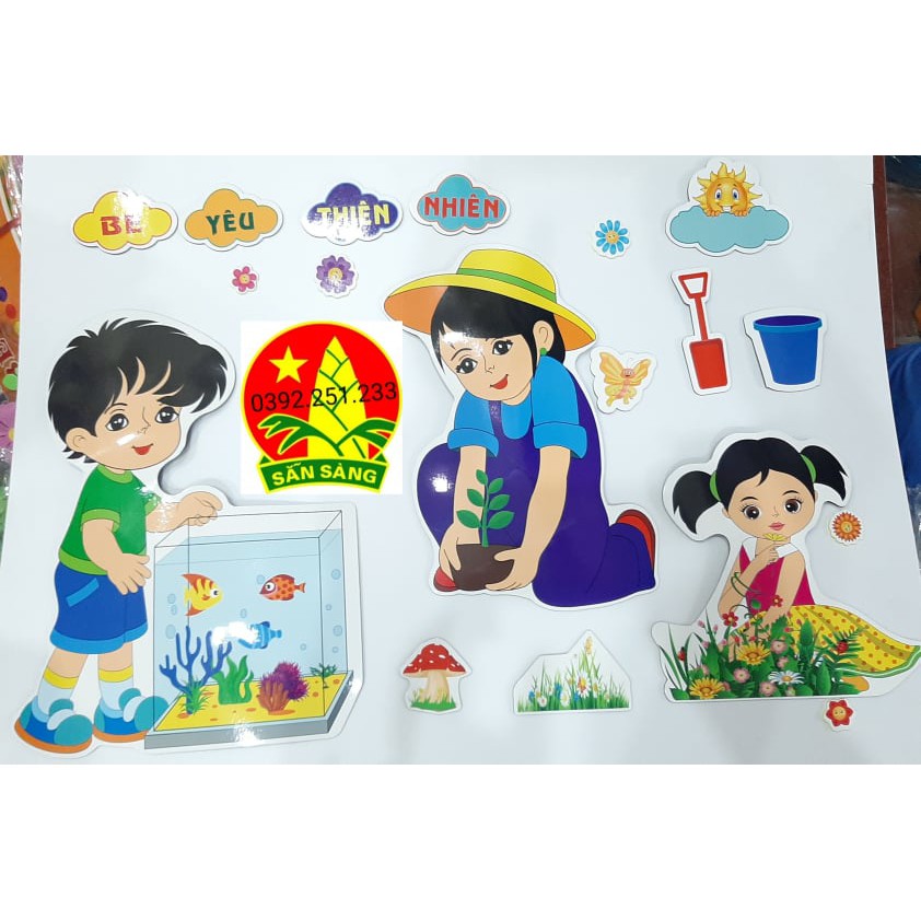 Tranh Góc Mầm Non 9 Chủ Đề Bé Yêu Thiên Nhiên Bé Vận Động ... [Ảnh Thật+ Xốp đẹp + Tặng Keo]