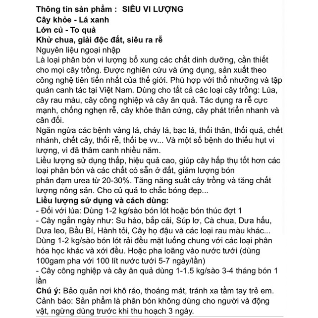 Phân bón siêu vi lượng Bắc Á khử chua giải độc đất