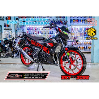 tem rời xe satria đen đỏ phong cách zin chất liệu decal mccal