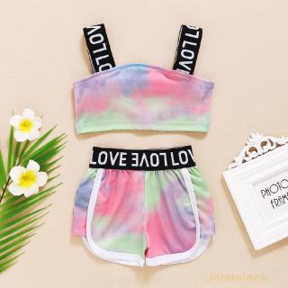 Set Áo Thun Dây & Quần Short In Hoa Cho Bé Gái