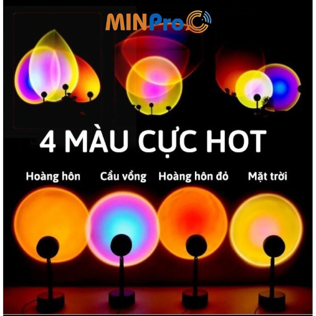 Đèn Led Hoàng Hôn 4 Màu Chuyển Đổi Màu Hoàng Hôn, Mặt Trời, Cầu Vồng Ảo Diệu, Chụp Ảnh Sống Ảo, Quay Tiktok