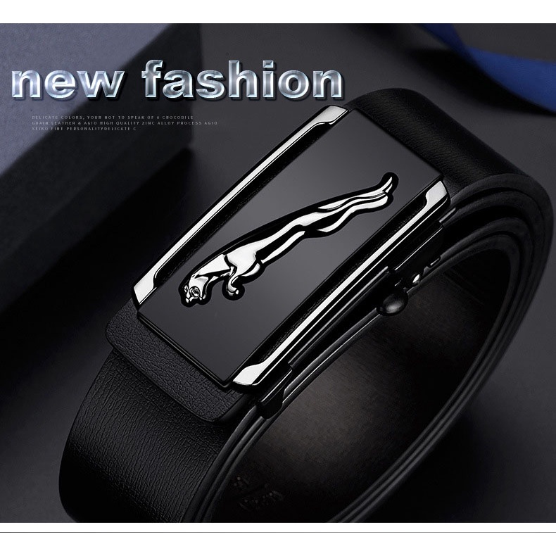 Thắt Lưng Nam Cieviavn Kiesan 3.3cm Khóa Tự Động hình con báo nổi Cao Cấp Dây Nịt Nam Da thật Mạ Vàng Bạc Nam Tính