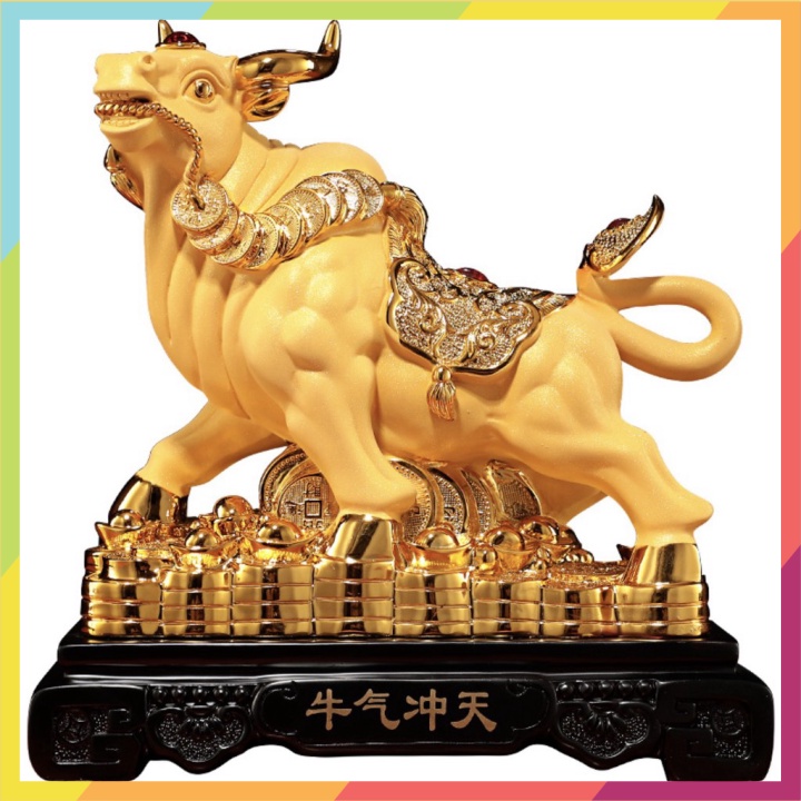 💯 Tượng Trâu Vàng Mang Tài Lộc May Mắn Cho Gia Chủ Trong Năm Tân Sửu 2021 size 24.5x14.5x25.5cm  Eurro Outlet