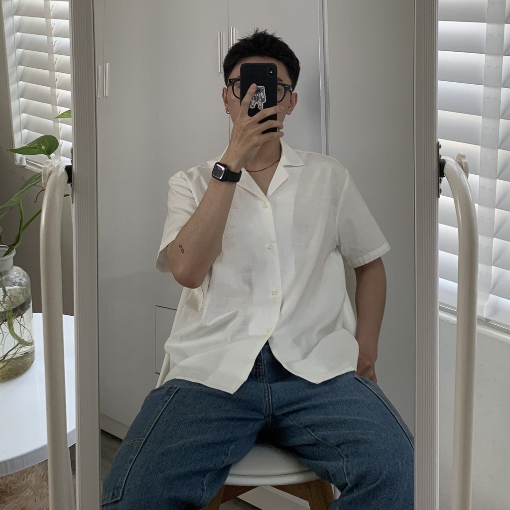 Áo sơ mi trơn ngắn tay áo sơ mi hàn quốc chất cotton thoáng mát A21
