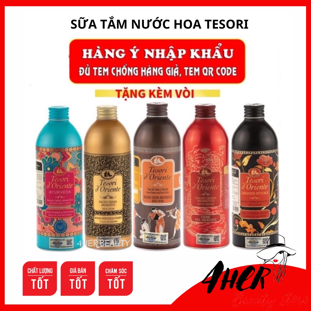 Sữa tắm nước hoa Ý Tesori D'oriente chính hãng dung tích 500ml - kèm vòi xịt