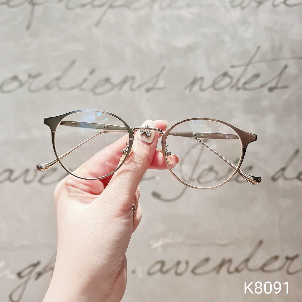 Kính mắt tròn nam nữ LILYEYEYWEAR chất liệu kim loại thanh mảnh thiết kế thời trang K8091
