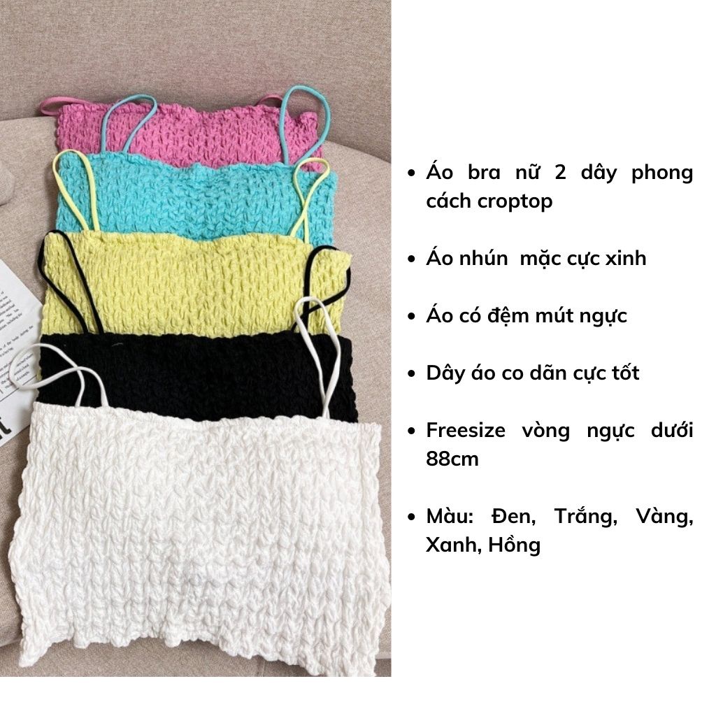 Áo bra nữ 2 dây cao cấp phong cách croptop đệm mút ngực cực đẹp xinh và dễ thương DEVARI B8686