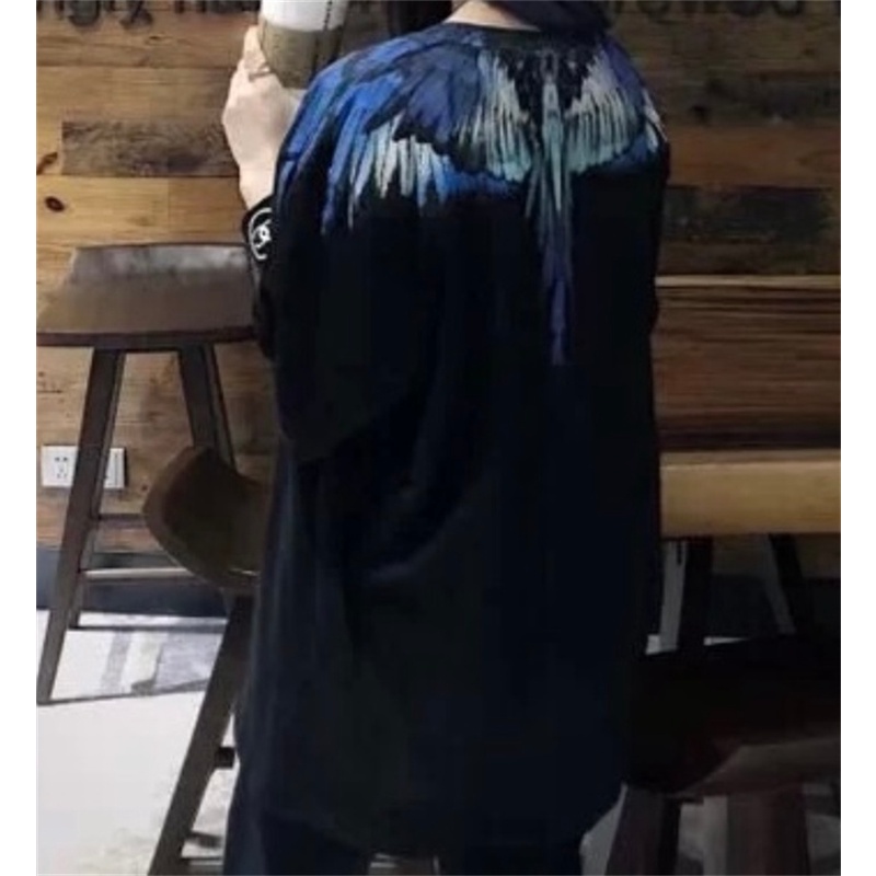 Áo Thun Cotton Ngắn Tay In Hình Đôi Cánh Phong Cách Cổ Điển Thời Trang Unisex