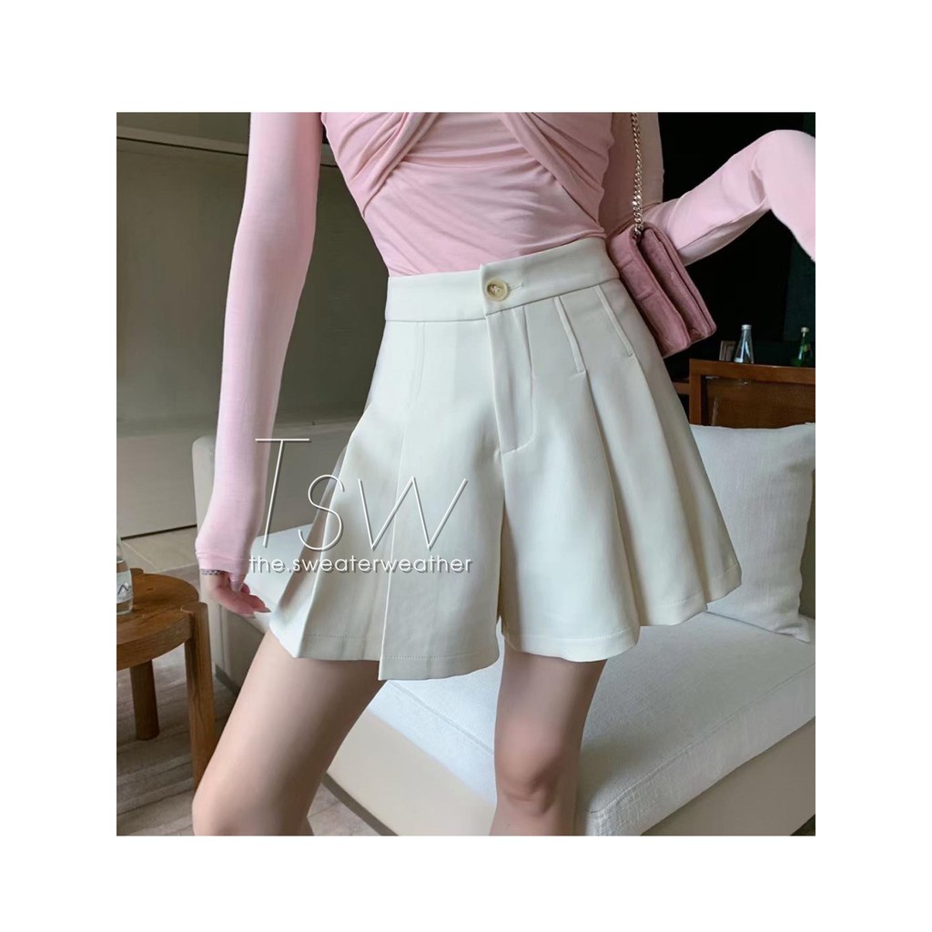 Quần short ống rộng cạp cao xếp ly giả váy (Ảnh thật) | BigBuy360 - bigbuy360.vn