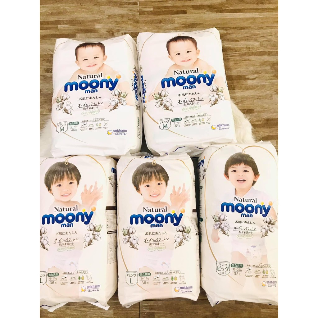 BỈM TÃ DÁN/QUẦN MOONY NHẬT ĐỦ SIZE NB90/ S84/ M64/ L54/ XL44/ M58/ L44/ XL38/ XXL26