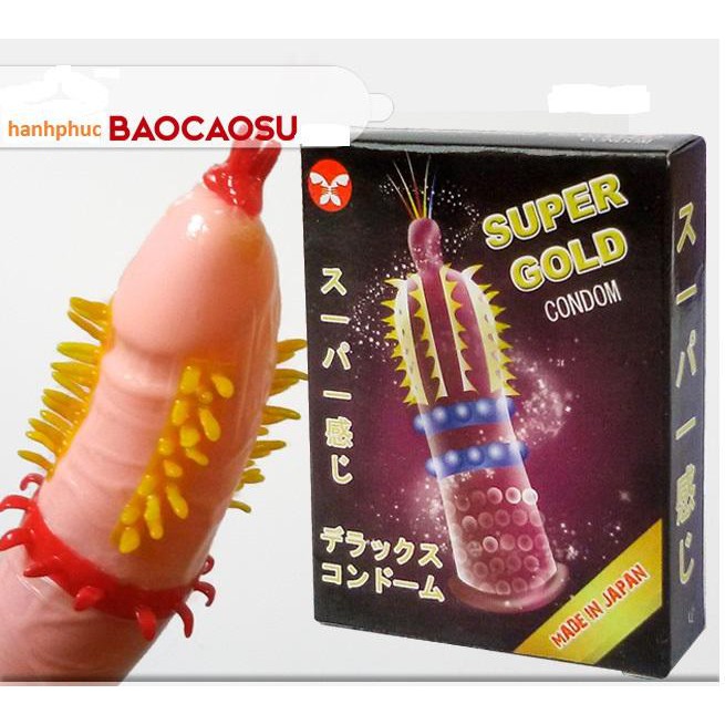 Bộ 2 hộp bao cao su SUPER GOLD gai lớn Nhật Bản 4c