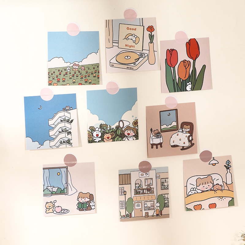 Thẻ bưu thiếp treo tường trang trí phòng bé gái dễ thương xinh xắn