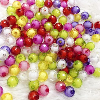 Gói 30 hạt cườm pha lê acrylic xỏ vòng tay trang trí thủ công handmade size 1cm