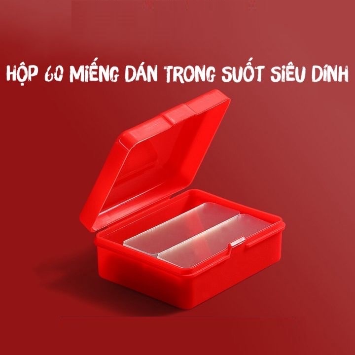 Hộp 60 Miếng Băng Dính Trong Suốt 2 Mặt Dán Đồ Tiện Dụng, Băng Keo Siêu Dính Đa Năng, Hút Dính Mọi Bề Mặt. Kingler 6006