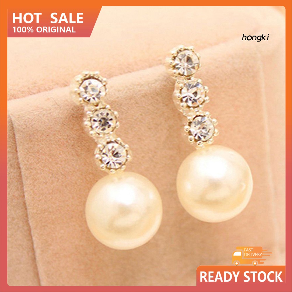 Khuyên tai đính ngọc trai giả màu trắng dành cho nữ