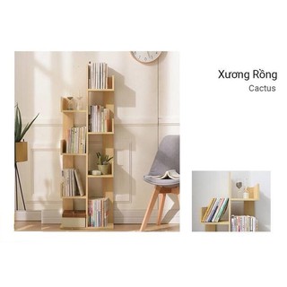 Kệ Sách Gỗ Nghệ Thuật Hình Cây. Kệ Sách Xương Rồng 8 Ngăn Lắp Ghép Siêu Đẹp GD163