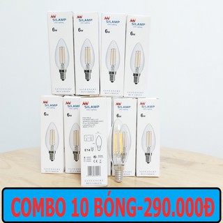 COMBO 10 BÓNG ĐÈN LED Dây Tóc Edison C35 6W E14